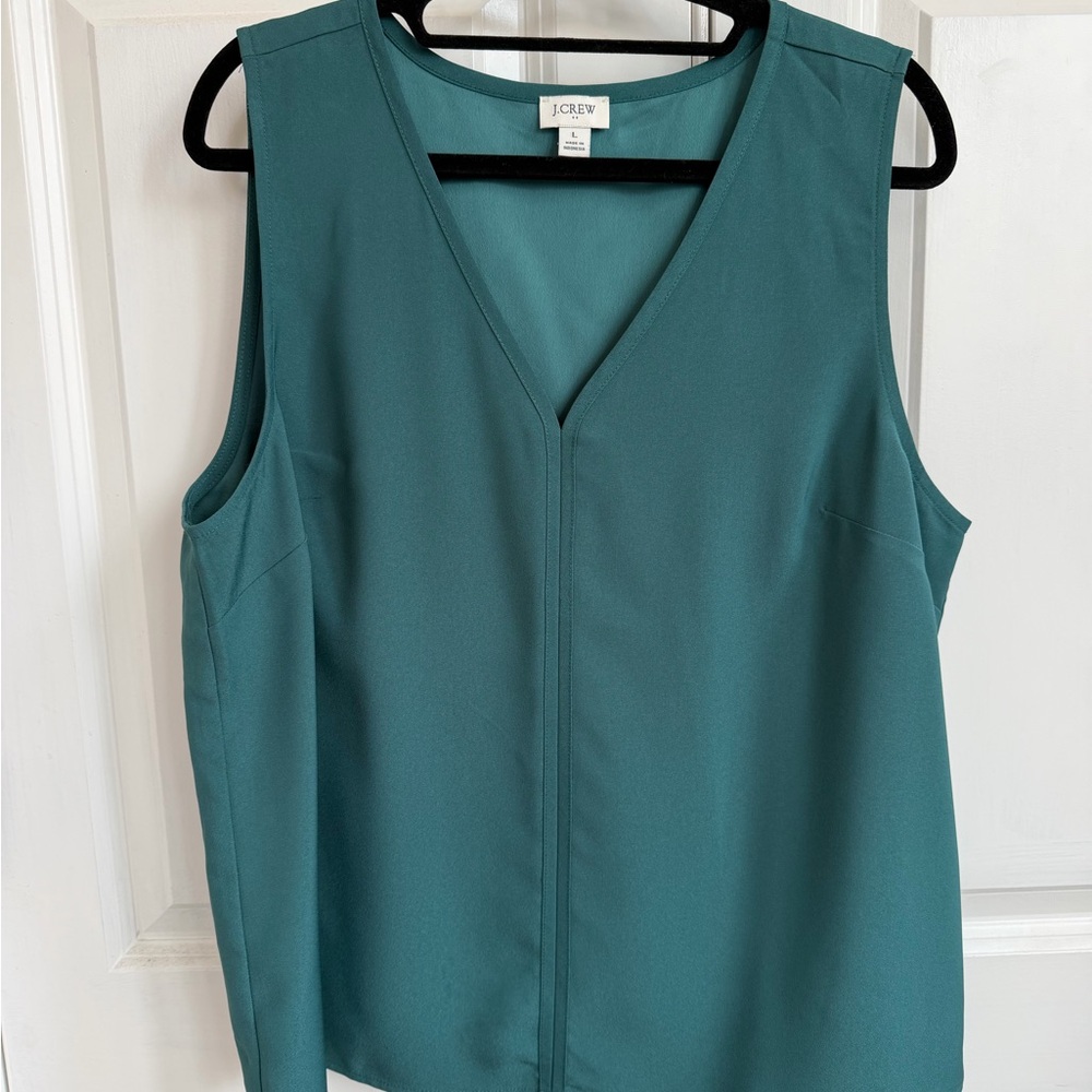 J. Crew Teal V-Neck Sleeveless Blouse